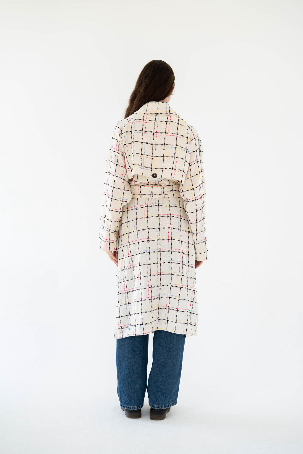 Cozy Check Coat -White-Women