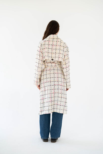 Cozy Check Coat -White-Women