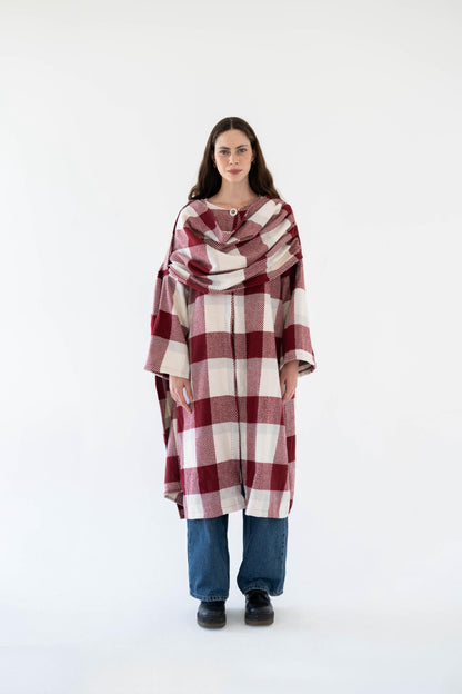 Lina Scarfed Coat- Women-Maroon