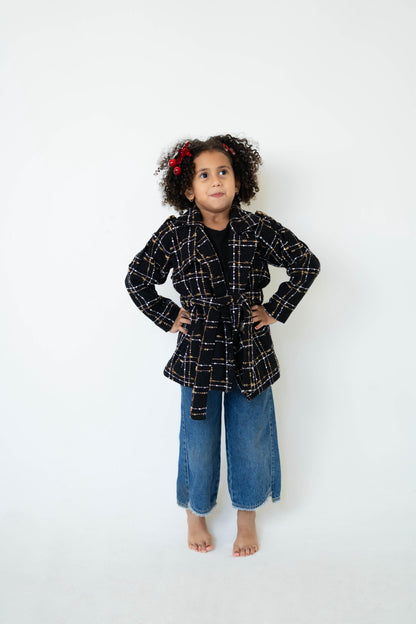 Cozy Check Coat (Kids) -Black