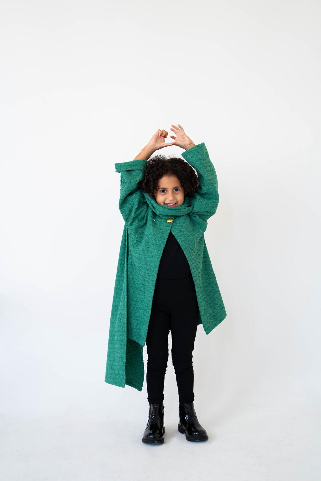 Lina Scarfed Coat – Kids-Green