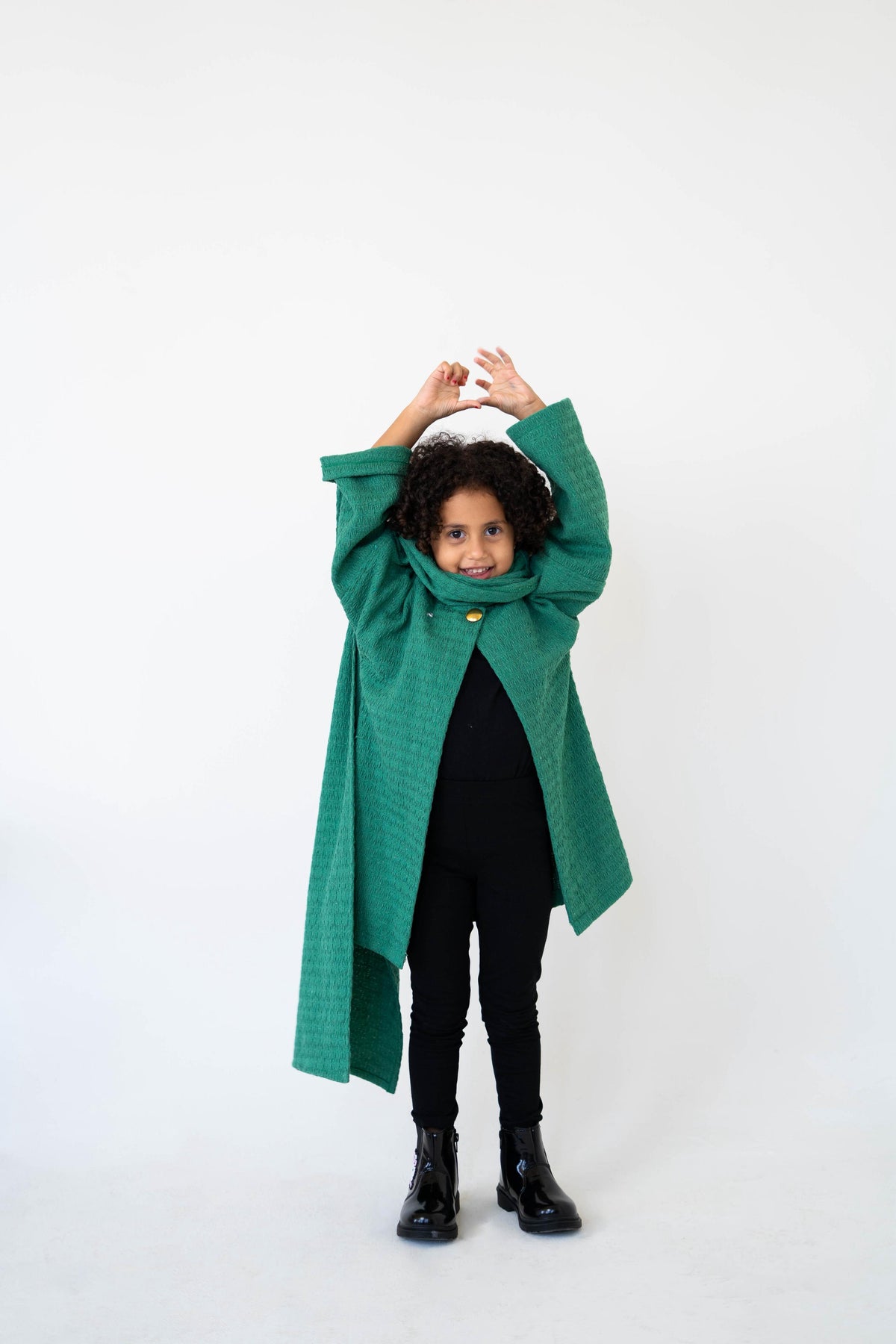 Lina Scarfed Coat – Kids-Green