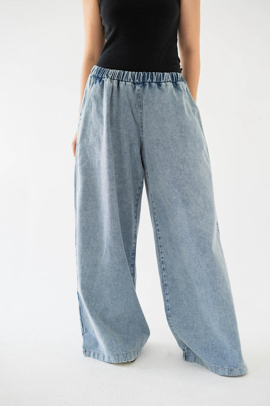 Essential Wide-Leg Denim- Light Blue