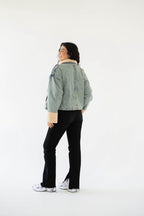 Oversized denim fur jacket- Dirty Fur Biege