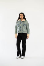 Oversized denim fur jacket- Dirty Fur Biege