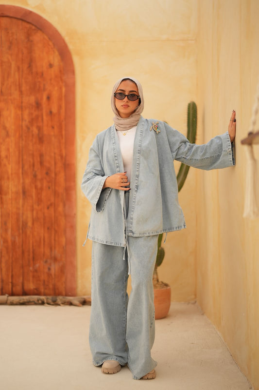 Criss Cross Essential Denim Jacket Only-Light Blue