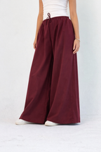 To-Go Summer Wide Leg Pants- Burgandy