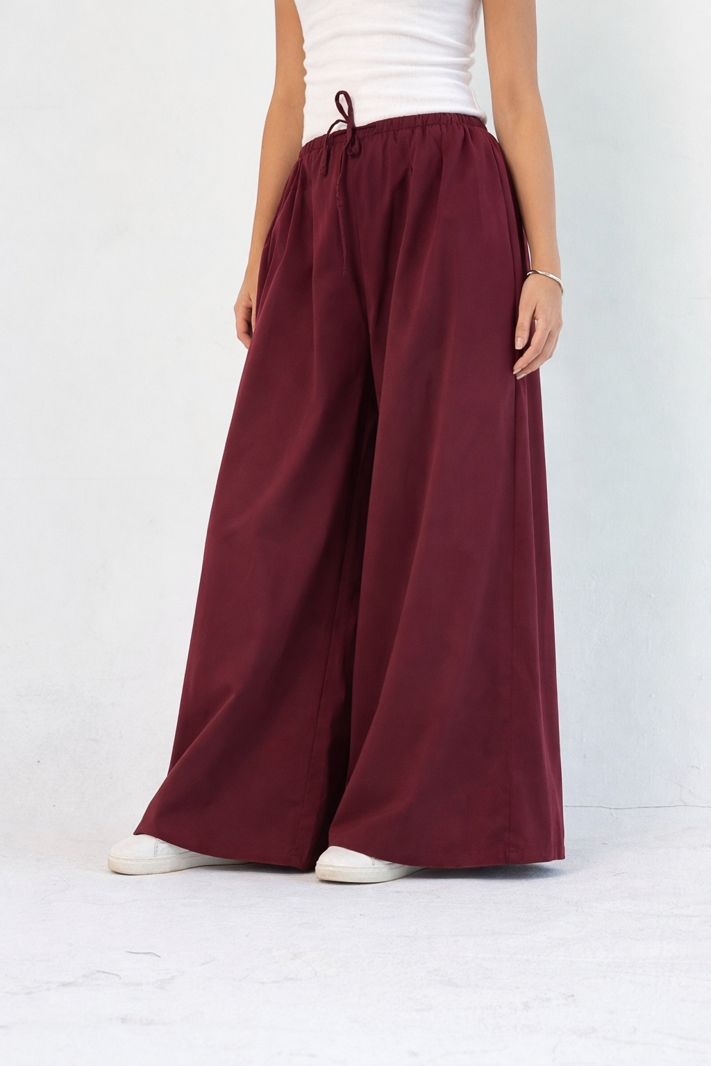 To-Go Summer Wide Leg Pants- Burgandy