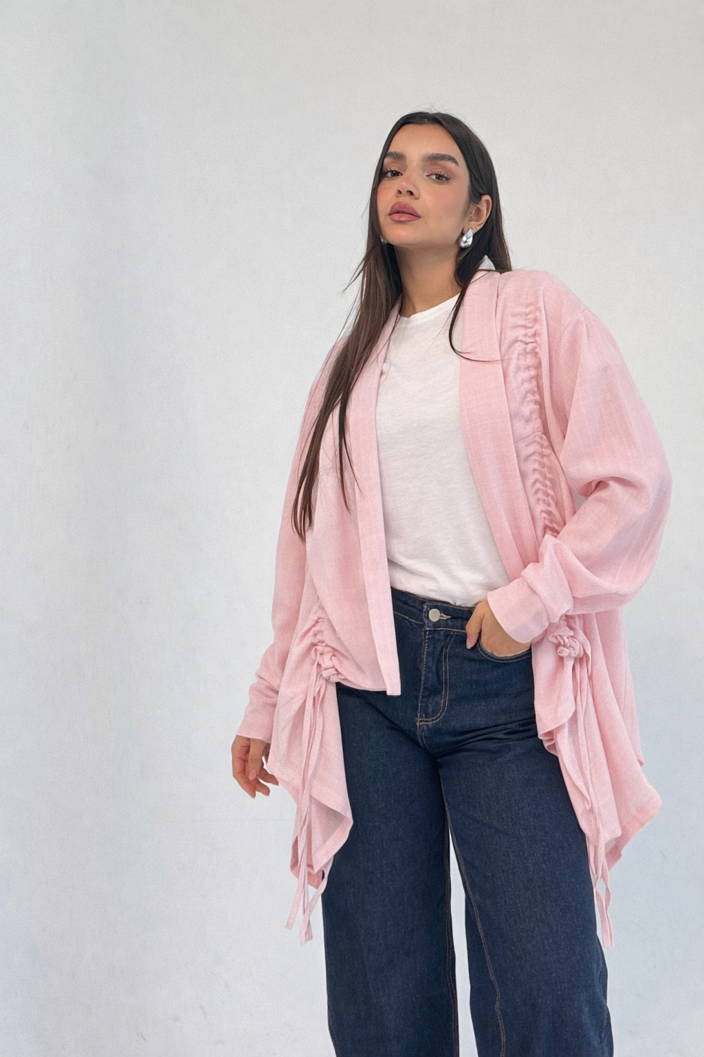 Fingers Linen Kimono- pink