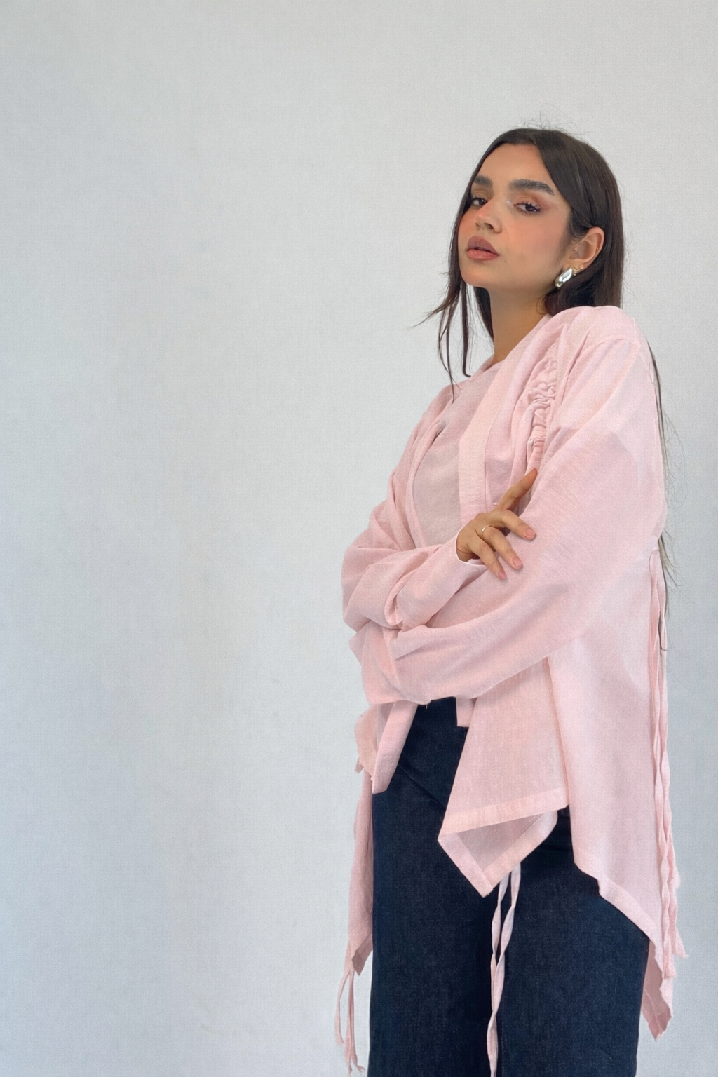 Fingers Linen Kimono- pink