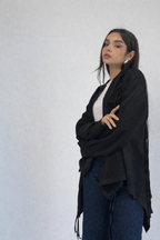 Fingers Linen Kimono- black