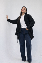 Fingers Linen Kimono- black
