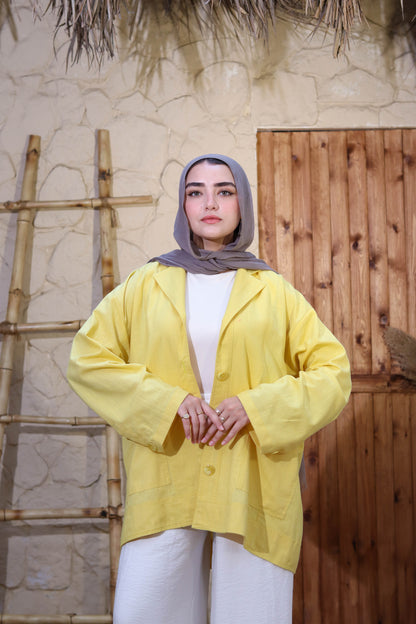 Pure Linen Jacket for Every Occasion-butter yellow