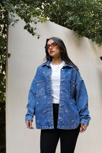 The Bow Denim Jacket -Dark blue