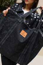 Denim Statement Bag - Grey