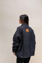 Studs Denim Jacket-Dark Grey