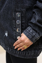 Studs Denim Jacket-Dark Grey