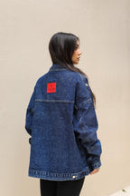 Studs Denim Jacket-Dark Blue