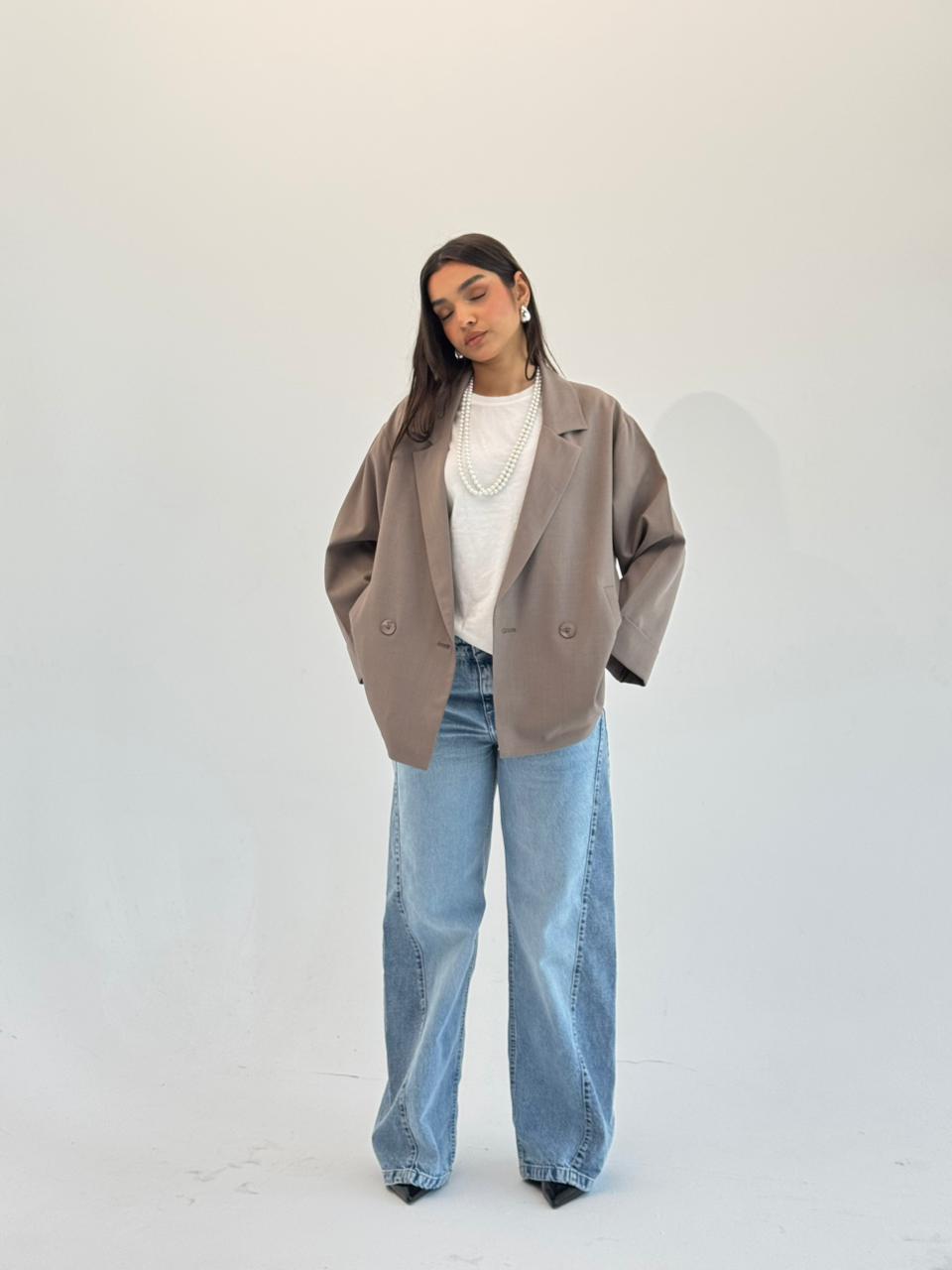 Oversized Summer Blazer-Mocka