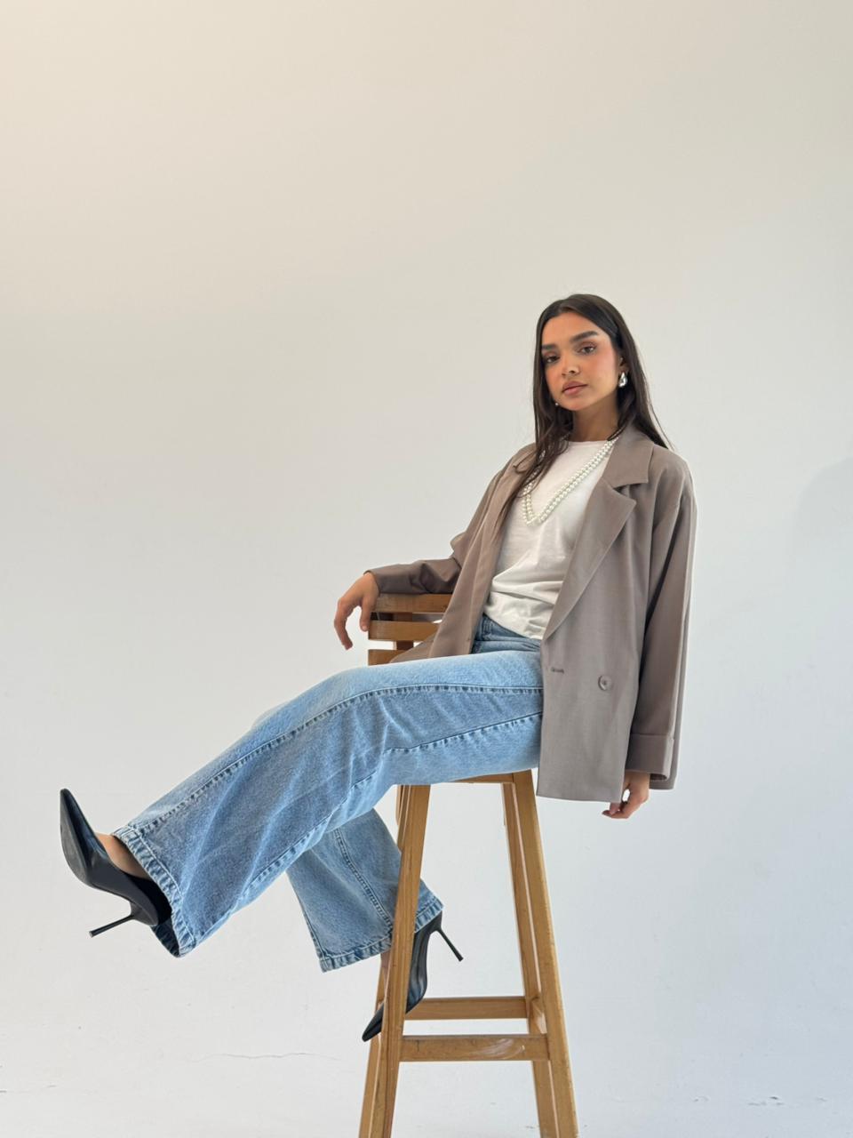 Oversized Summer Blazer-Mocka