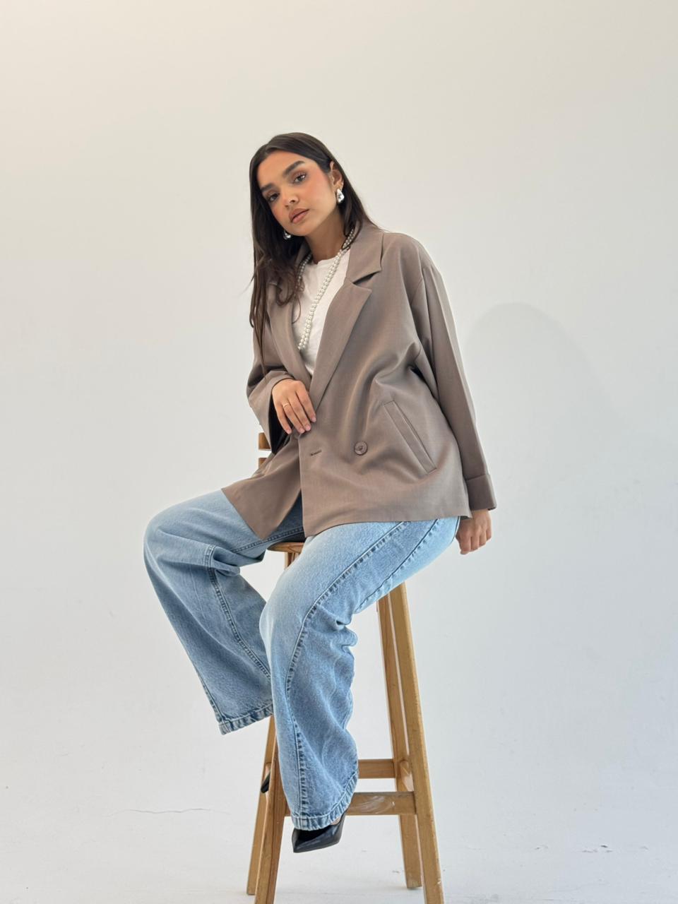 Oversized Summer Blazer-Mocka