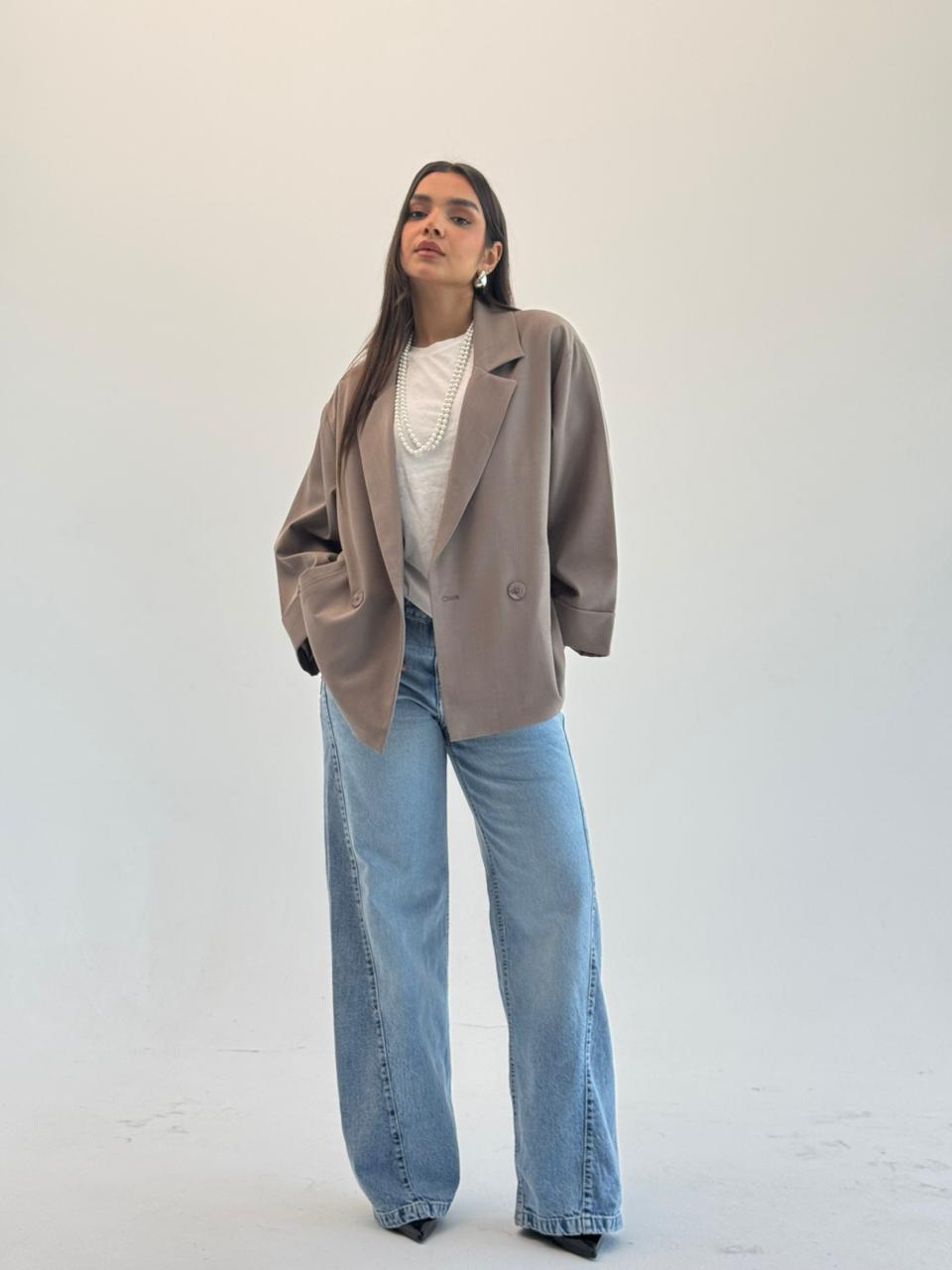 Oversized Summer Blazer-Mocka