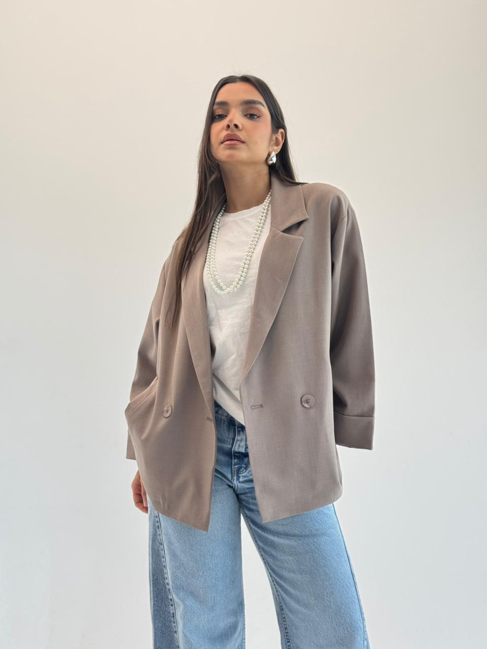 Oversized Summer Blazer-Mocka