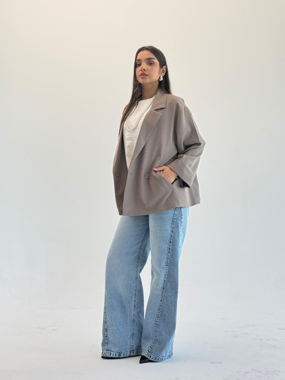 Oversized Summer Blazer-Mocka