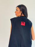 Oversized Cargo Zip Vest – Black