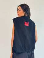 Oversized Cargo Zip Vest – Black
