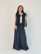 Oversized Cargo Zip Vest – Black