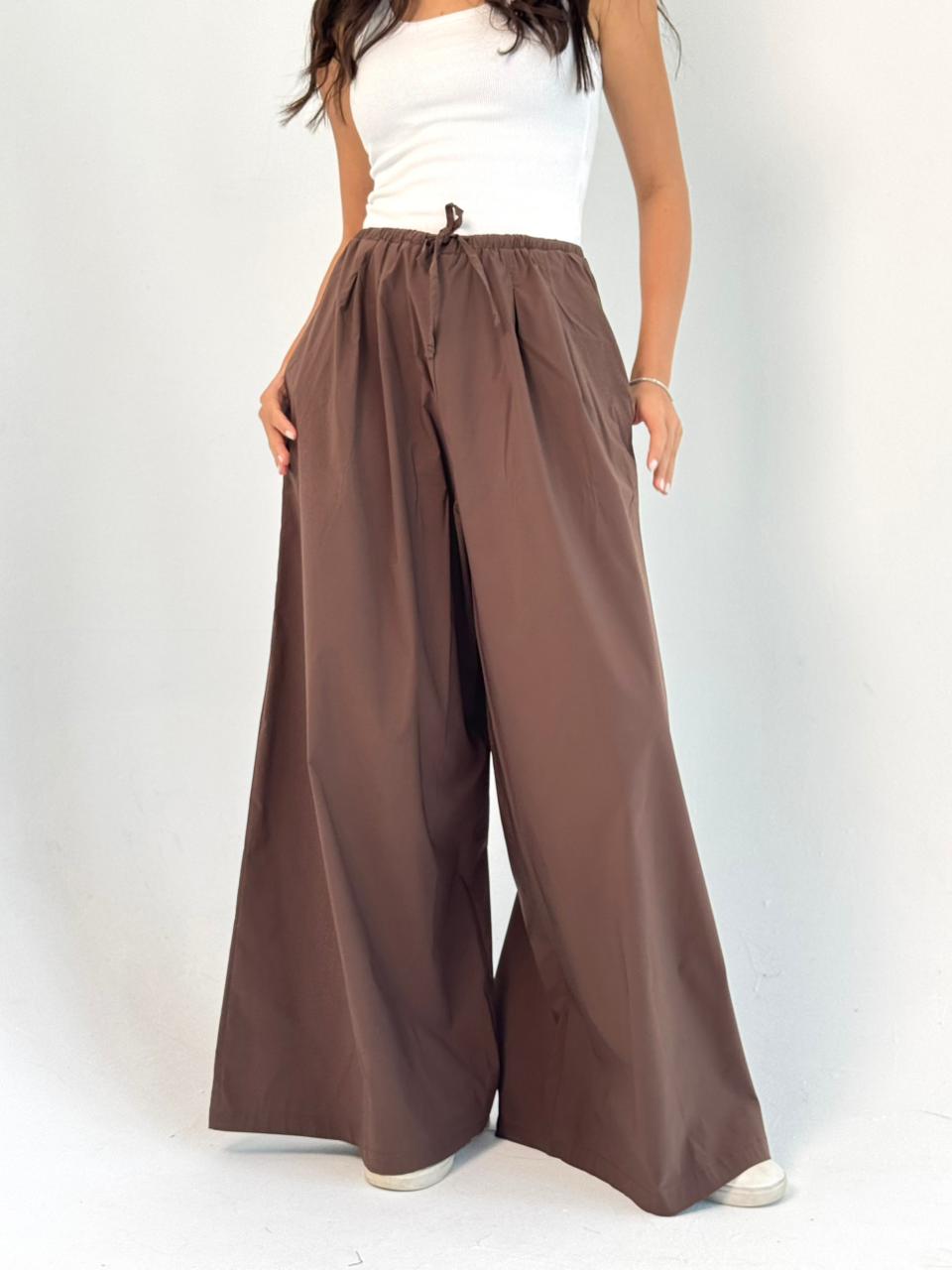 To-Go Summer Wide Leg Pants- Brown