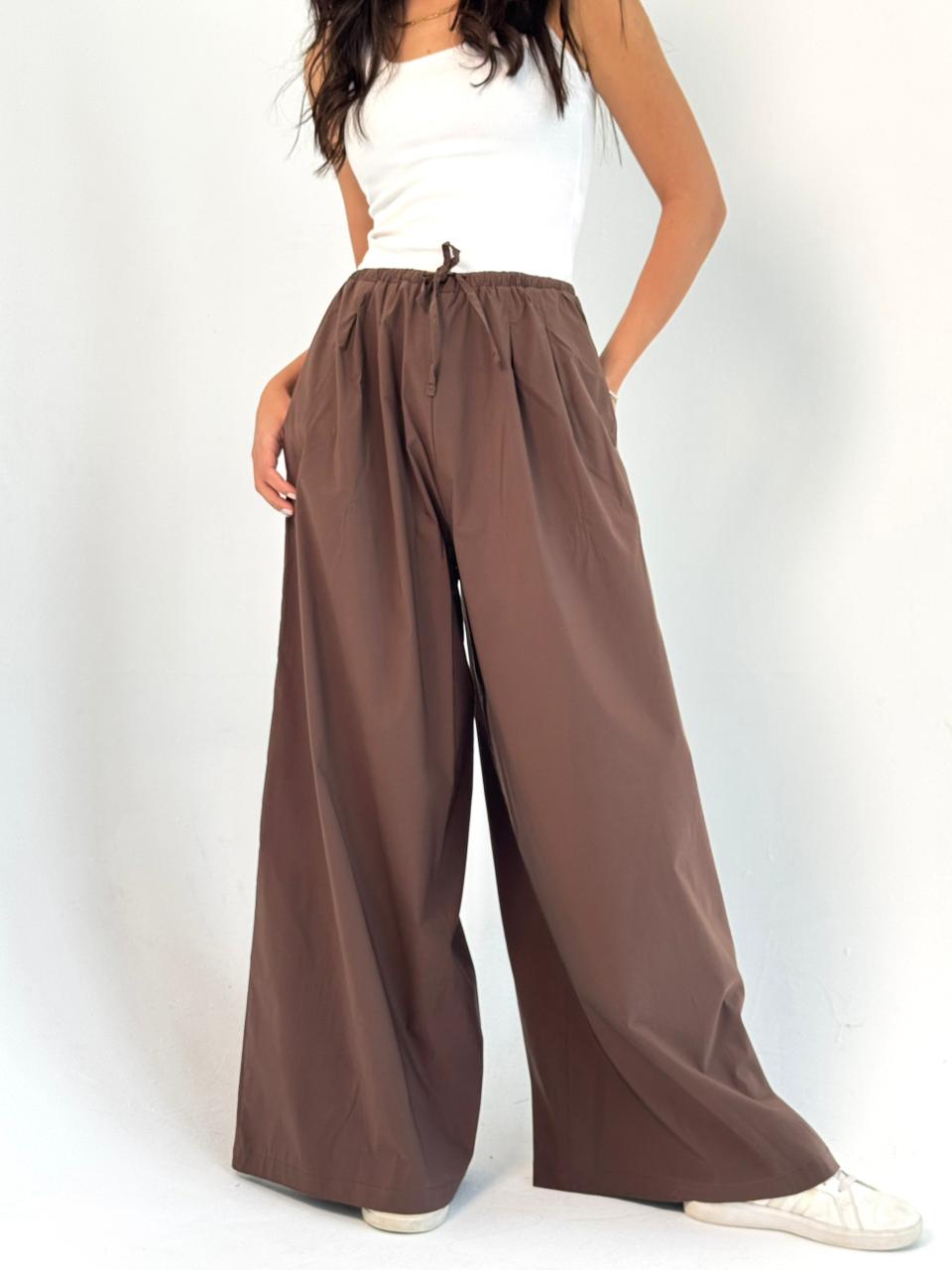 To-Go Summer Wide Leg Pants- Brown