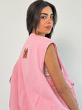 Oversized Cargo Zip Vest – Pink