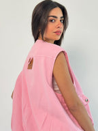 Oversized Cargo Zip Vest – Pink