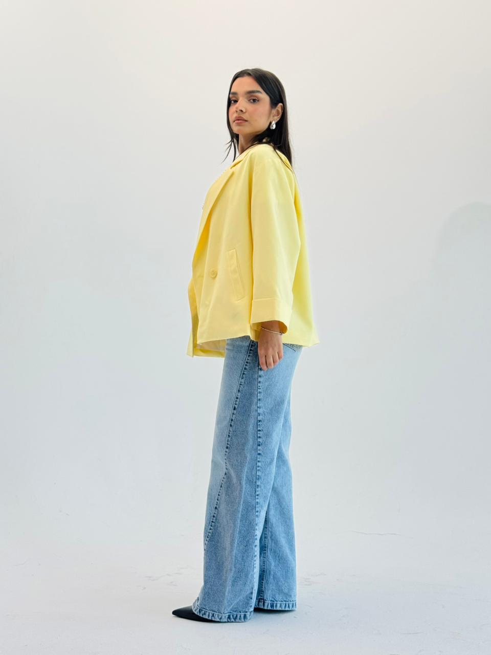 Oversized Summer Blazer-Butter Yellow