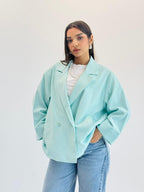 Oversized Summer Blazer-Aqua