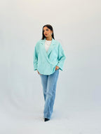 Oversized Summer Blazer-Aqua