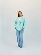 Oversized Summer Blazer-Aqua