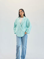 Oversized Summer Blazer-Aqua