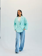 Oversized Summer Blazer-Aqua