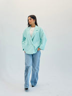 Oversized Summer Blazer-Aqua