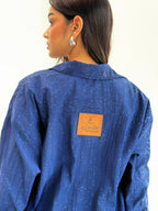 Galaxy Summer Set Embroidered Linen Set- Royal Blue