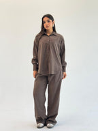 Galaxy Summer Set Embroidered Linen Set
- Brown