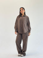 Galaxy Summer Set Embroidered Linen Set
- Brown
