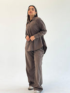 Galaxy Summer Set Embroidered Linen Set
- Brown