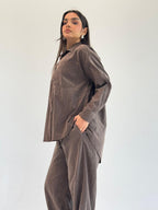 Galaxy Summer Set Embroidered Linen Set
- Brown