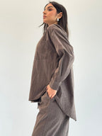 Galaxy Summer Set Embroidered Linen Set
- Brown