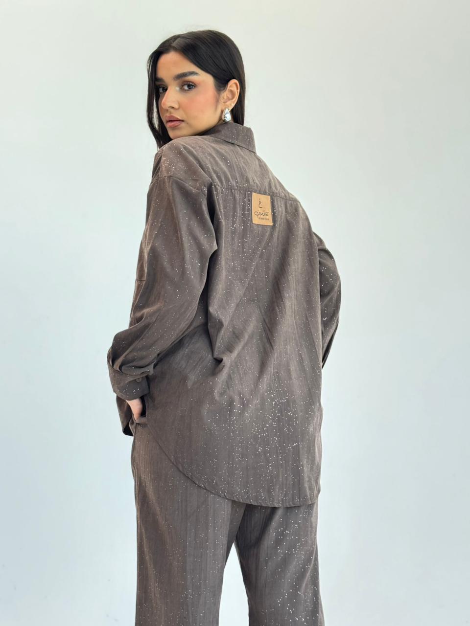 Galaxy Summer Set Embroidered Linen Set
- Brown