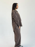 Galaxy Summer Set Embroidered Linen Set
- Brown